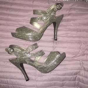 Silver 2.5” sparkly heels